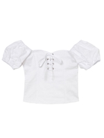 レースアップオフショルトップス/ホワイト