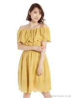 レースフリルワンピース/マスタード