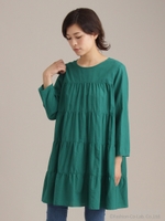ヴィンテージクロスティアードギャザーチュニック/グリーン