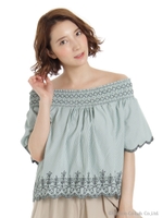 刺繍オフショルブラウス/シロ