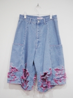 damaged denim shorts/PINK