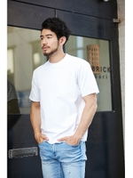 【AZUL by moussy】プレーティング天竺クルーネック半袖プルオーバー/WHT