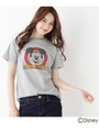 【MICKEY MOUSE】コットンプリントTシャツ/グレー(012)