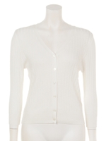 リブＶカーデ/ホワイト