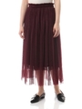 細プリーツチュールスカート/ボルドー�(070)