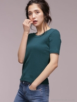 ジャガードリブTシャツ/ピンク