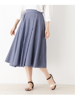 ストライプブロードフレアスカート/ネイビー(393)