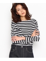 バックデザイン ボーダープルオーバー/ブラック(319)