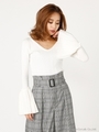 プリーツSLV RIB Knit TOP/WHT