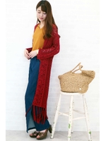 レース編みニットガウン/レッド(100)