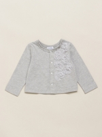 BABY 花モチーフ 9分袖ボレロ/杢グレー