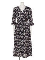 花柄ガウンワンピース/ネイビー