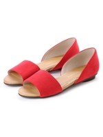 オープンセパレートフラットシューズ/レッドスエード