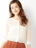 troisiemechaco ゴールドボタン シースルーカーディガン / トロワズィエムチャコ/BLACK