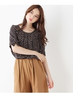 【WEB限定サイズ】小花プリントブラウス/ネイビー(193)