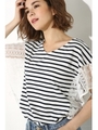 【AZUL by moussy】フリルレーススリーブ2WAY プルオーバー/柄WHT