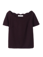 【Tシャツ】ポンチネックスカラップドレスＴシャツ/ブラック