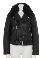 FAKE FUR COLLAR RIDERS/BLK