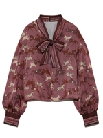 horse柄ボウタイブラウス/WINE