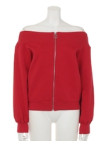 オフショルスウェットプルオーバー/RED