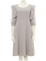 シフォンドッキングフレアワンピース/グレー