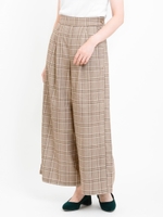 【WEB限定価格】チェックワイドパンツ/ブラウン柄