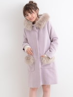 ファー付フードコート/ラベンダー