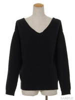 レースアップドルマンニット/紺