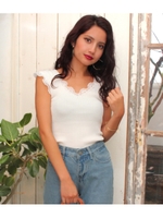 【chille anap】レース付リブトップス/WH