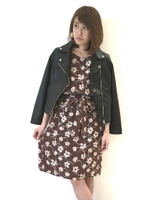 キャンディースリーブ花柄ワンピース/ネイビー(120)