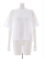 肩レース切替ブラウス/ホワイト