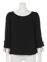 袖リボンシンプルブラウス/サックス