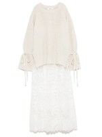 レースドッキングニットワンピース/WHT