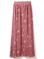 花柄マキシスカート/オレンジ