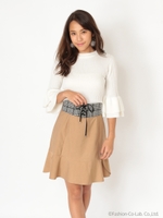 フレアー袖ニットトップス/ブラック