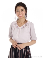 スカラップ前身刺しゅうカットソー/キナリ