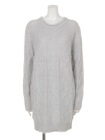 フェザーヤーンケーブルニットワンピース/オフホワイト