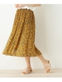 フラワー消しプリーツスカート/マスタード(833)