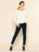 ベロアスキニーパンツ/ブルー