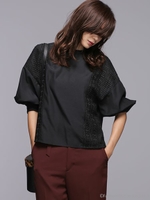 レースボリュームギャザーブラウス/オフホワイト