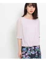 〔洗える〕フロントタック7分袖ブラウス/ライトパープル(081)