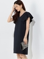 【WEB限定】◎jp 肩フリル Vネックワンピース/NAVY