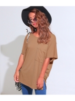 アースカラーサイドスリットルーズTシャツ/アイボリー(003)