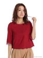 お袖フラワー刺しゅうBL/ワイン