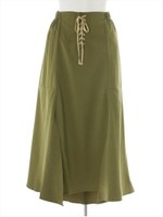 ウエストレースアップデザインスカート/ネイビー