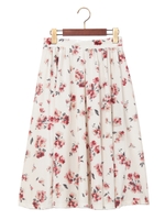 ベロア花柄ミディ/スカート/ボルドー