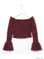 ラメオフショル長袖/ピンク