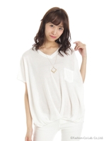 ネックレス付異素材カットプルオーバー/オフホワイト