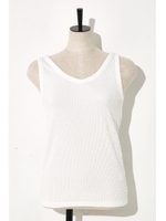 【AZUL by moussy】TCスパンテレコ2WAY Vネックタンク/O/WHT