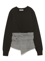 【emmi atelier】ワイドベルトレイヤードニットプル/BLK